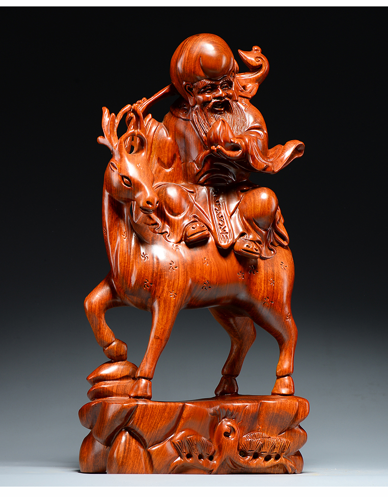 禧乐宁花梨木雕老寿星公寿仙翁红星寿仙生日祝寿送礼实木红木摆件新店