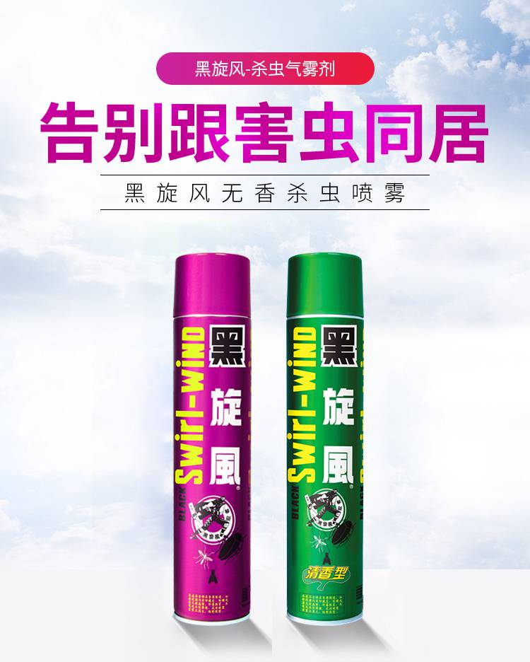 黑·旋风杀虫气雾剂 黑旋风杀虫剂700mlx2 灭蟑螂苍蝇家用低毒清香无