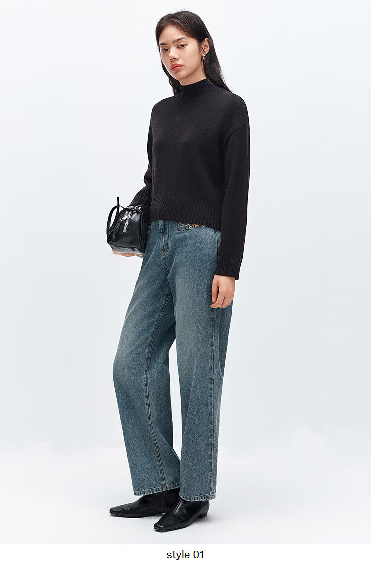 Taipingniao Women's Knit Sweater, Semi-Turtleneck Knitted Pullover, Soft Winter Sweater, Inner Layer D, Black, M 5