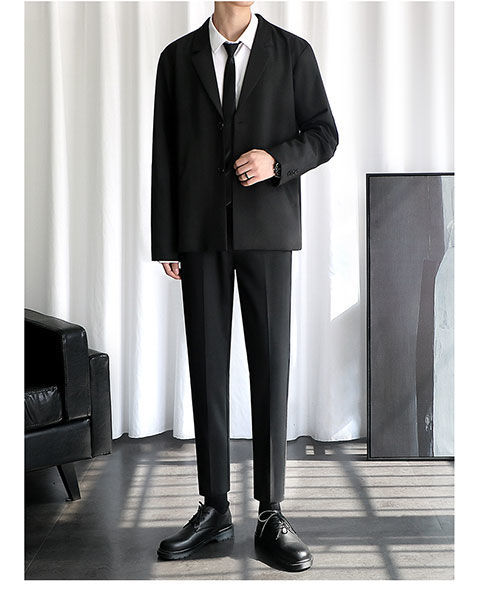 西服套装男高品质西装全套男帅气三件套学院风套装面试衣服商务职业装