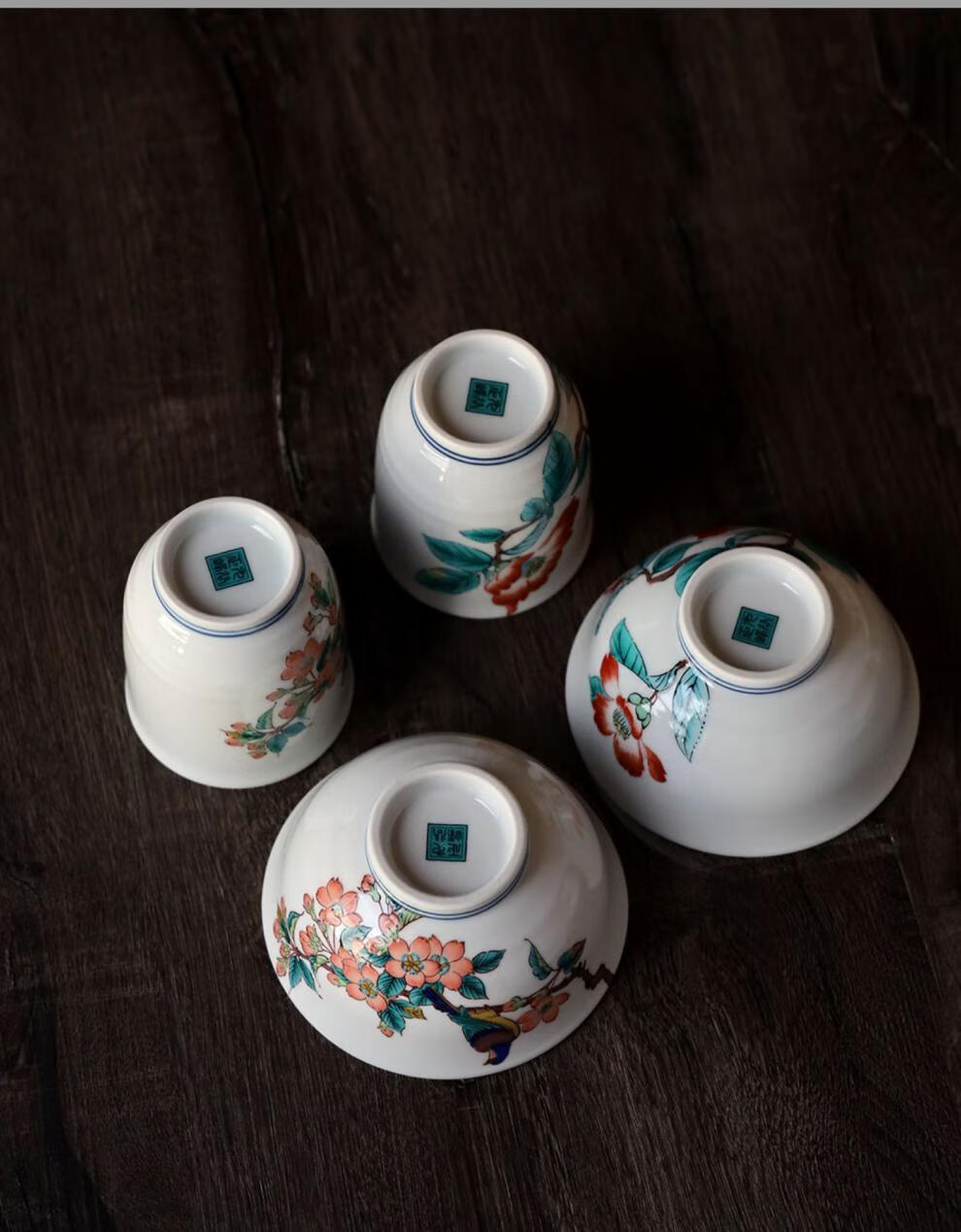 新款日本制九谷烧陶瓷复古花鸟餐具家用米饭碗茶水杯子多花色饭碗椿