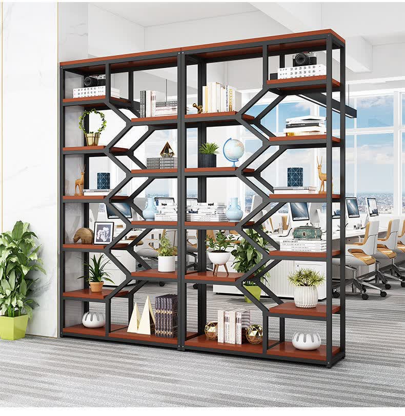 办公室屏风隔断置物架客厅玄关柜铁艺落地多层置物架书架展示架古典