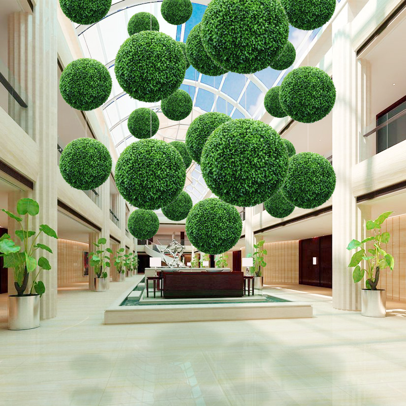蝴蝶萱地球装饰植物人造塑料绿色大圆球假球商场展厅吊饰藤球花球20cm