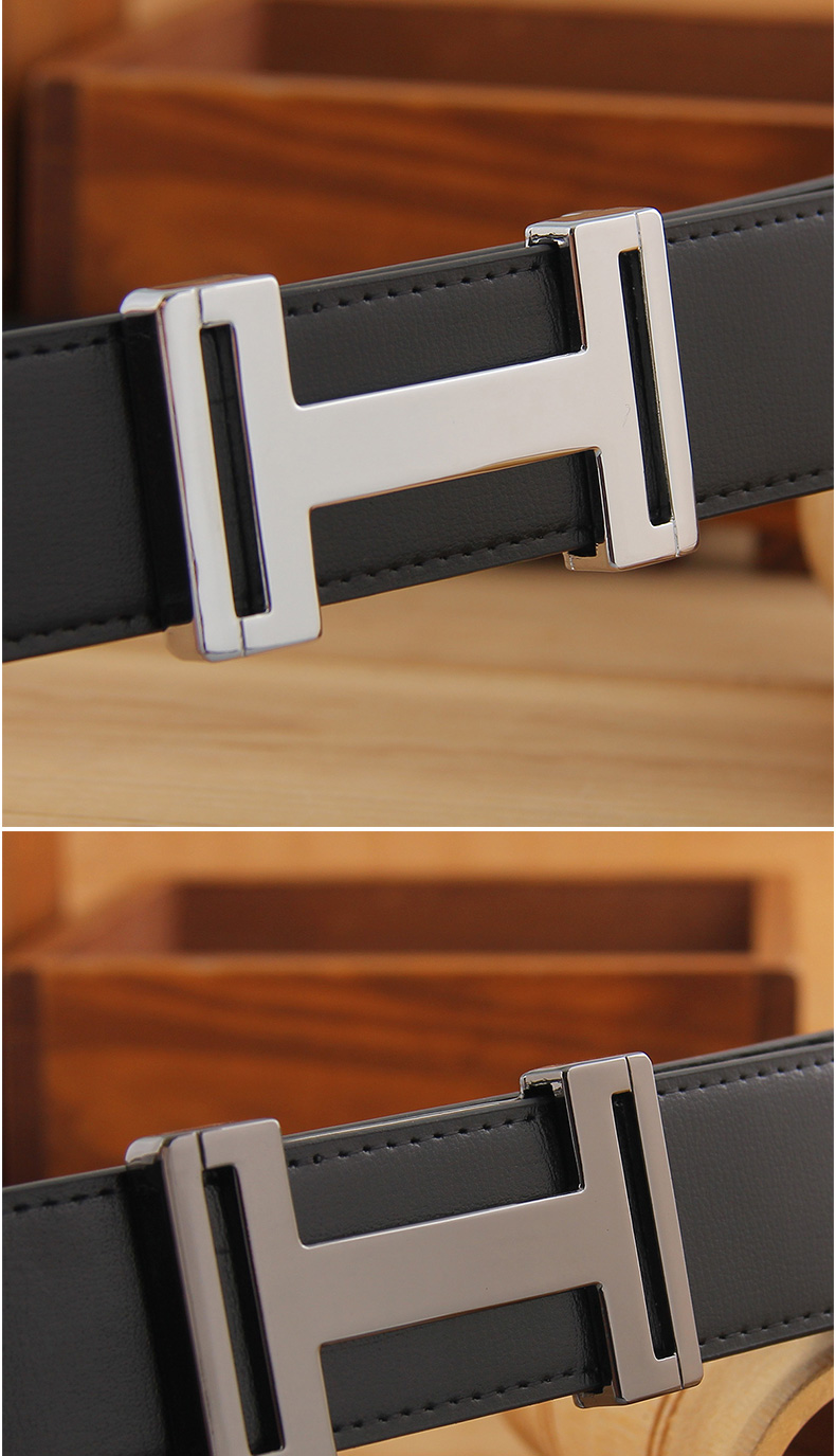 kzgt轻奢品牌男士真皮皮带字母h扣头层牛皮腰带内扣时尚商务中青年