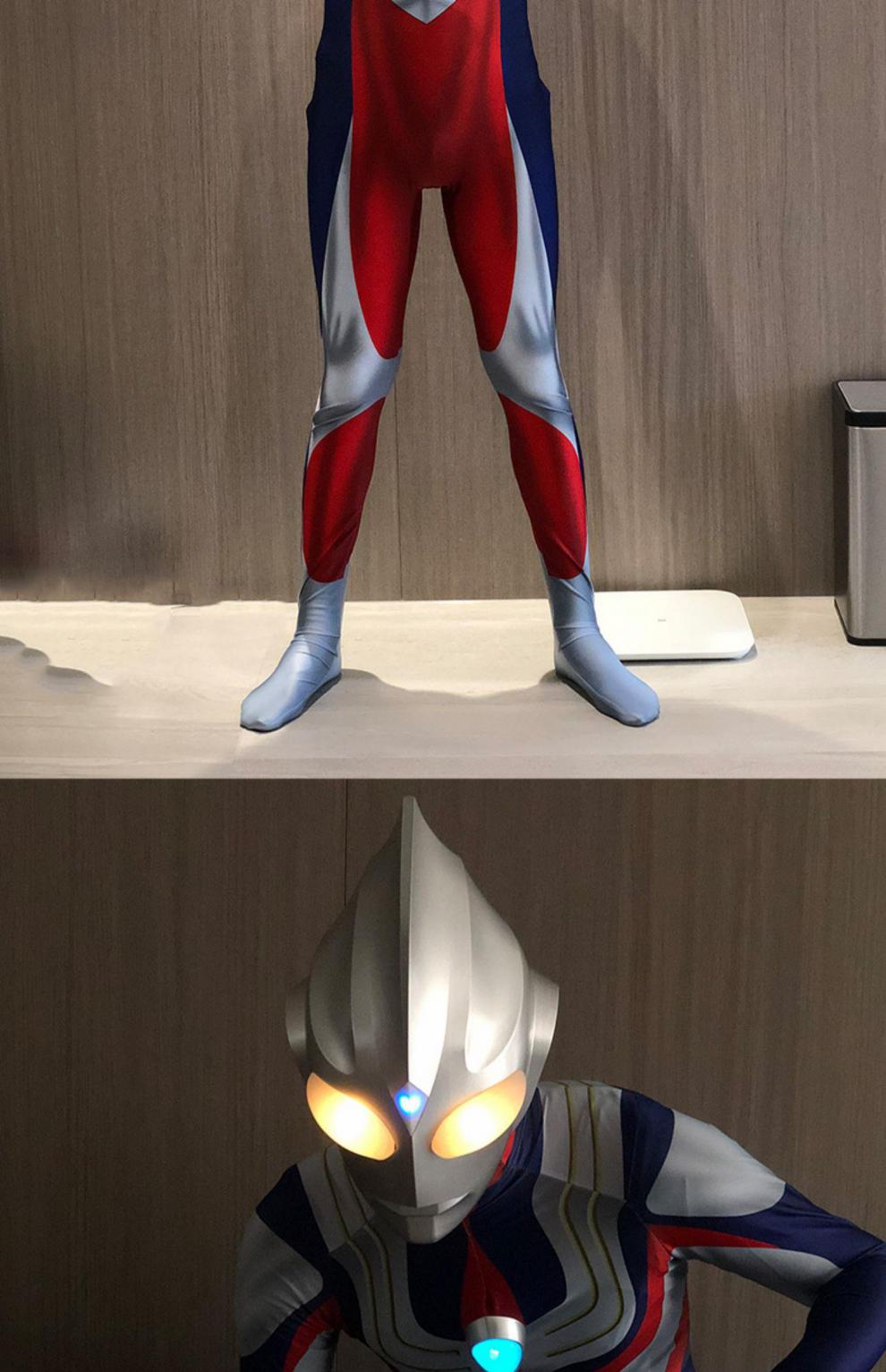 迪迦奥特曼皮套头套紧身衣服服装头盔cos男孩儿童真人 单独衣服 5d胸