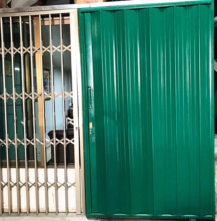 桦美佳 谐拉闸折叠老式铁拉闸封板门防盗庭院门推拉门 军绿色【图片