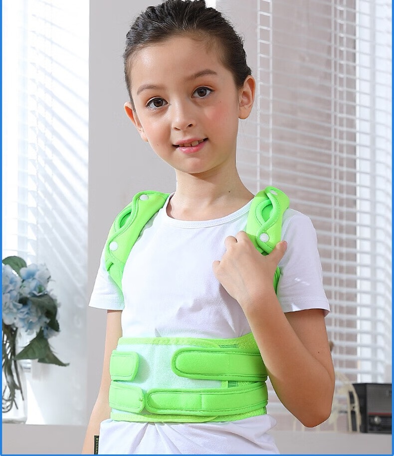 312岁儿童驼背脊椎器脊柱侧弯纠正带小孩学生幼儿腰椎高低肩黄色s