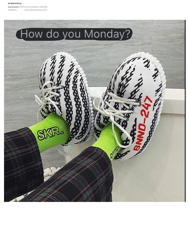 冬季椰子棉拖鞋男潮情侣个性韩版恶搞胖胖鞋保暖加绒面包鞋aj棉鞋 aj