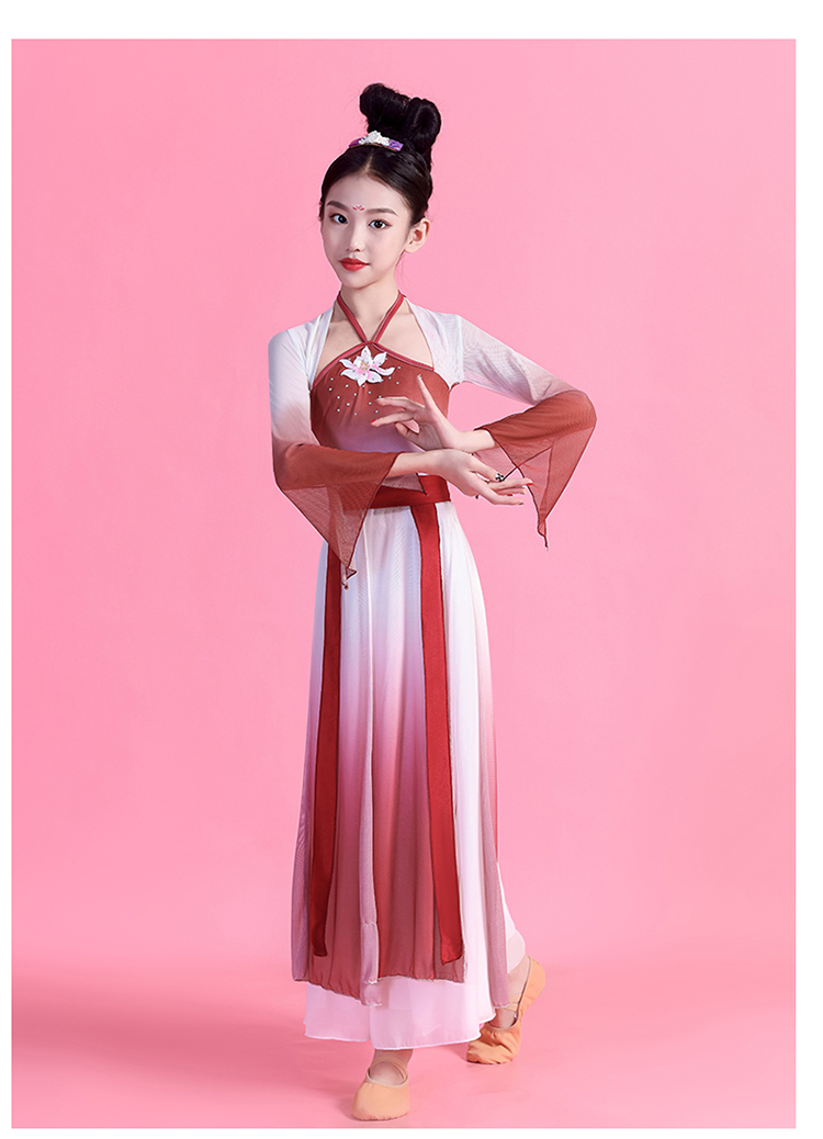 迪士尼(disney)官方品牌儿童古典舞演出服飘逸中国舞民族舞练功服女童