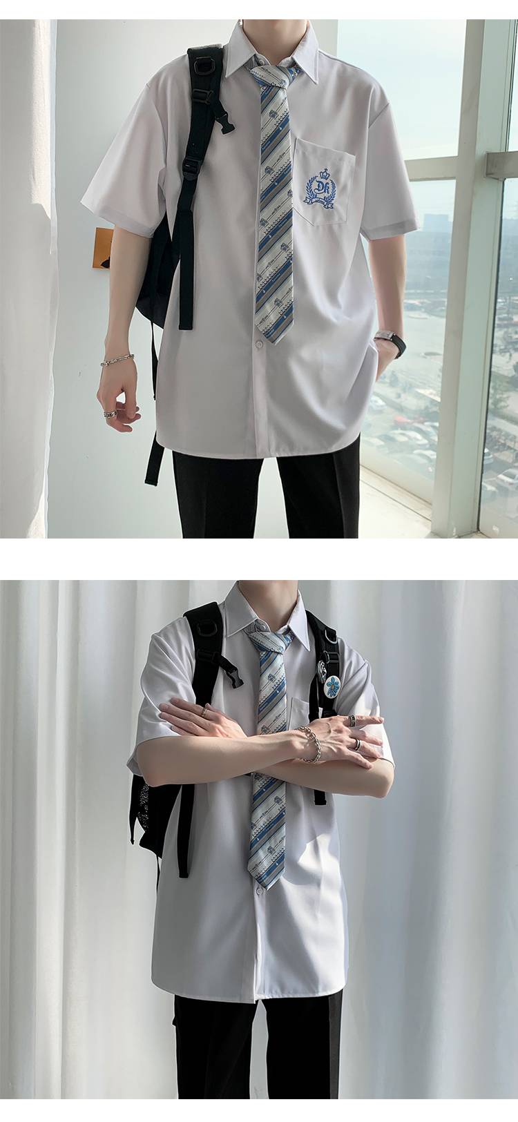 套装学生班服学院风半袖衬衣潮流内衬男士寸杉春秋装dk12同款领带m