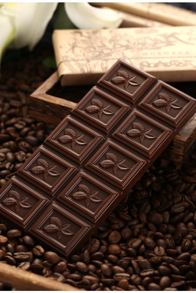 俄罗斯进口黑巧克力斯巴达克牛皮纸7290纯可可脂健身特苦低糖微苦低糖