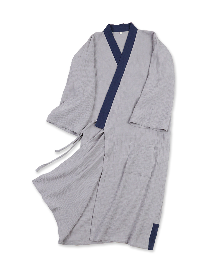 汉服睡衣男古风长袍夏季风汉服长袍睡衣家居服睡袍大码浴袍拼色茶艺禅