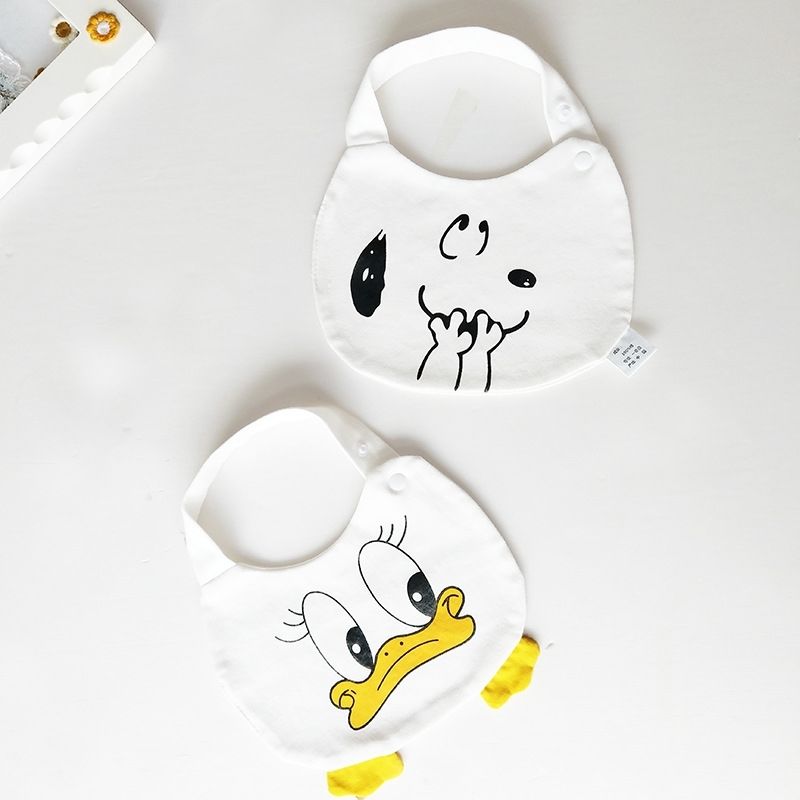 迪士尼商场同款夏季上新婴儿口水巾卡通萌宠动物立体宝宝围嘴纯棉儿童