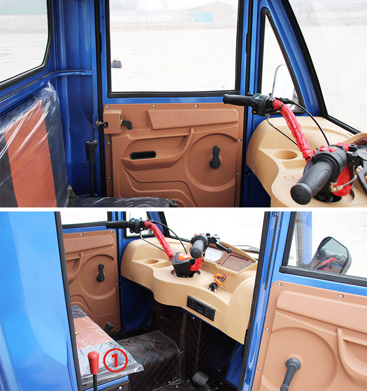 网霸宗申动力200水冷半封闭驾驶室双人座油刹自卸汽油三轮摩托车电动