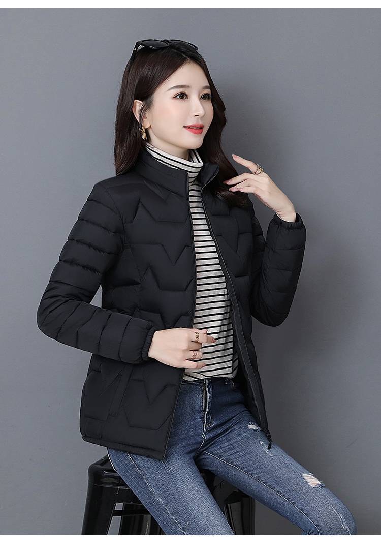 浪莎冬季外套薄款小棉衣女短款立领冬妈妈小女式轻便保暖棉服女士时尚