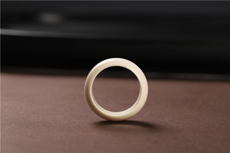 妙聚福 猛犸象牙戒指时尚男女情侣 素圈简约指环文玩尾戒 中指小指素