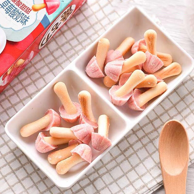 orion好丽友饼干蘑菇力48g10盒整箱草莓黄油榛子蘑古力巧克力味饼干10