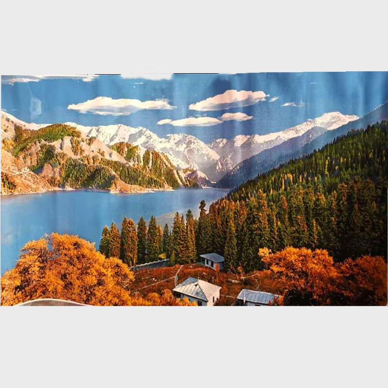 新疆风景挂毯新疆风情挂毯西域饭店装饰壁挂画新疆风景胡杨林天山天池