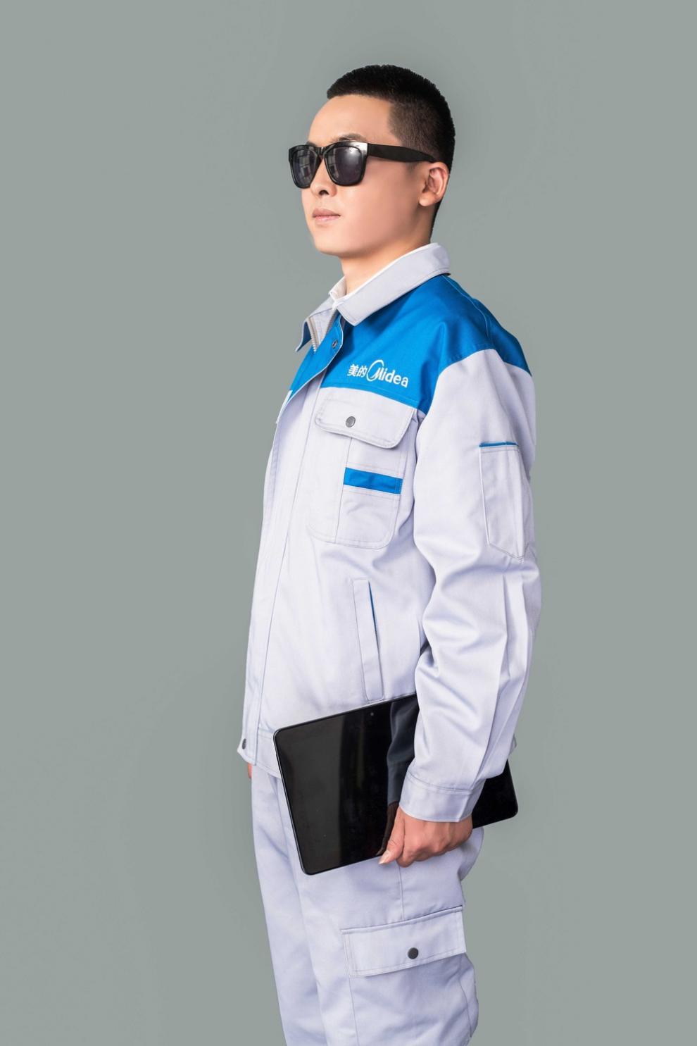 格力工作服春秋冬季长袖套装男加厚定制大金工作服m宝石蓝色格力上衣