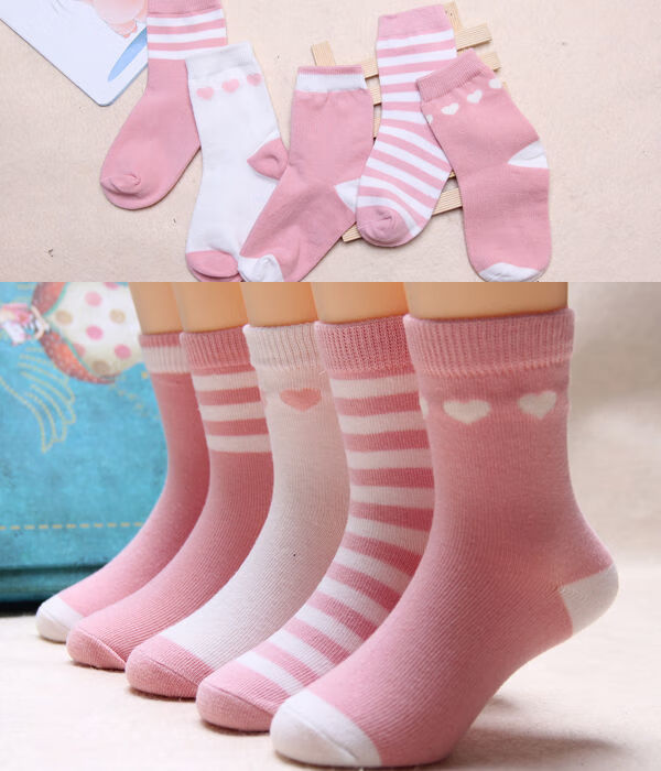 儿童袜子纯棉女童男宝春秋冬季纯棉袜岁中筒袜学生袜d19五双装建议8一