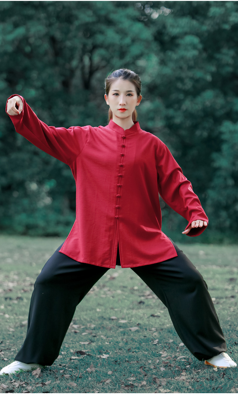 武极堂短袖太极服女装2022新款夏季棉麻太极拳练功服装男装春秋款劲武