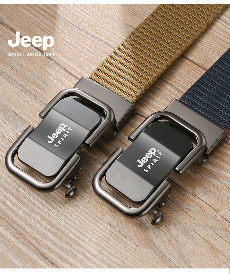 jeep吉普官方精品帆布皮带男士自动扣腰带中青年休闲裤简约潮流牛仔裤