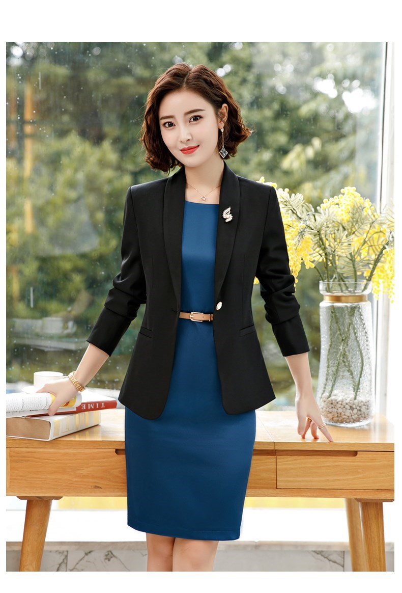 罗蒙romon职业装连衣裙套装女白色西装修身中小外套正装套裙工作服韩