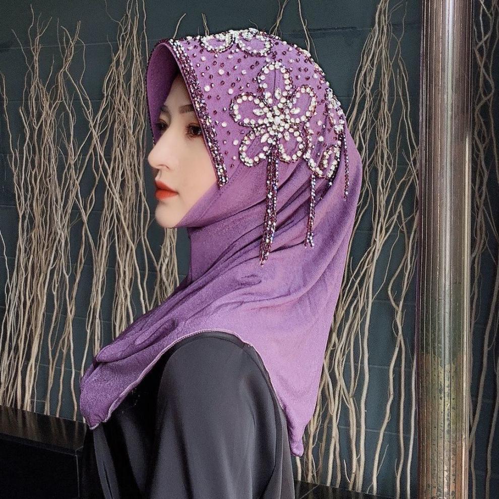 希尔库班回族女人的套头纱巾回族头巾盖头套头款硬帽檐四季星淘沙面料