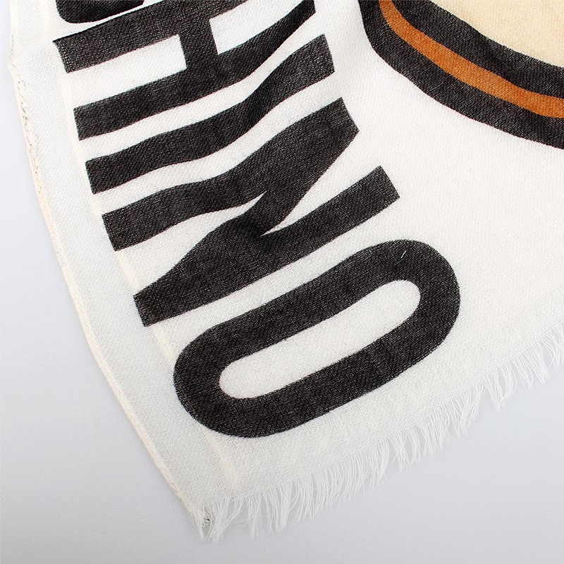 【现货】moschino莫斯奇诺男女同款泰迪熊花纹饰莫代尔真丝围巾丝巾