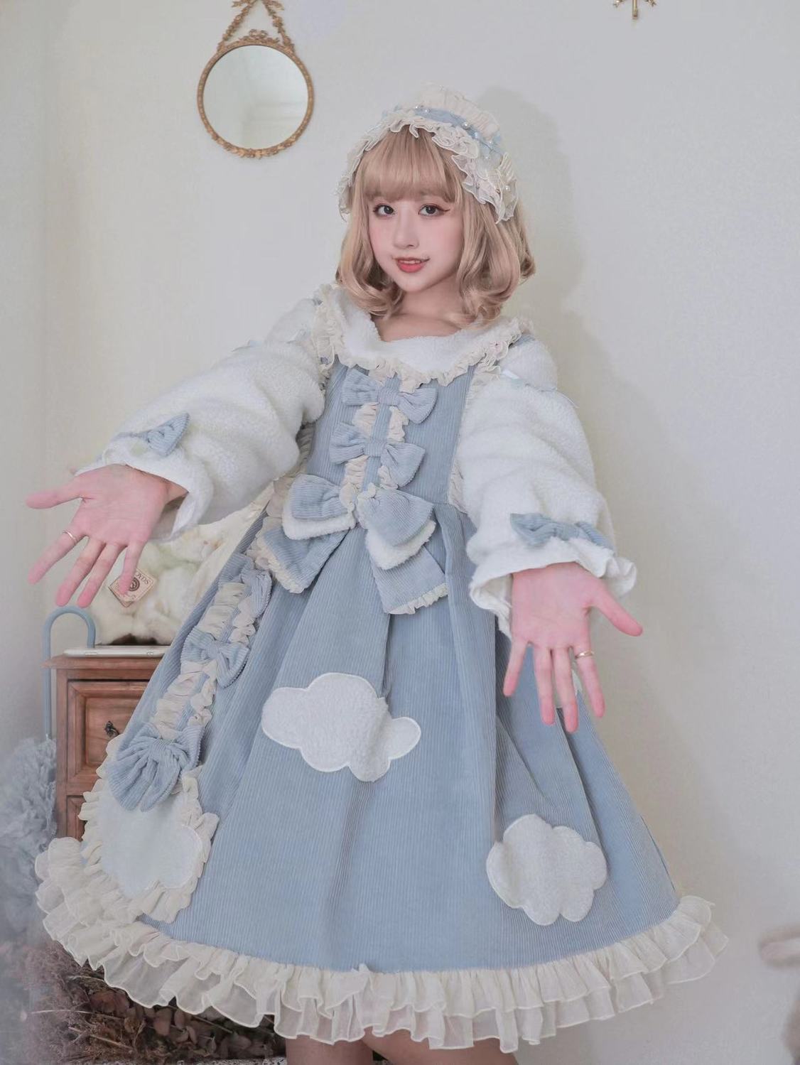 均欣原创洛丽塔裙子lolita秋冬超厚实保暖jsk连衣裙可爱op草莓奶昔