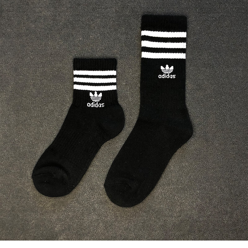 阿迪达斯 (adidas)三叶草袜子男女中长筒袜跑步运动毛巾底篮球袜白色