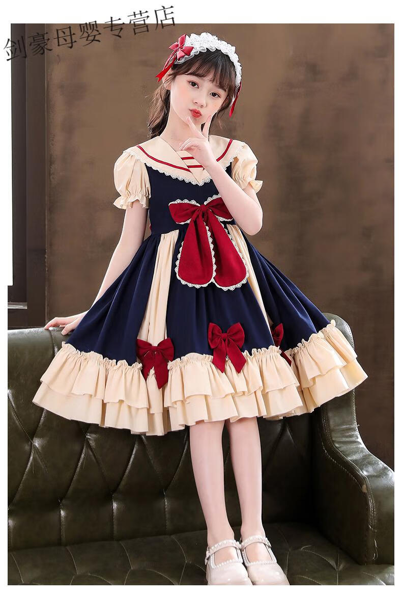 ゞむ皮尔卡丹高档名品牌童装女童洛丽塔公主裙夏装4-15岁中大童洋气