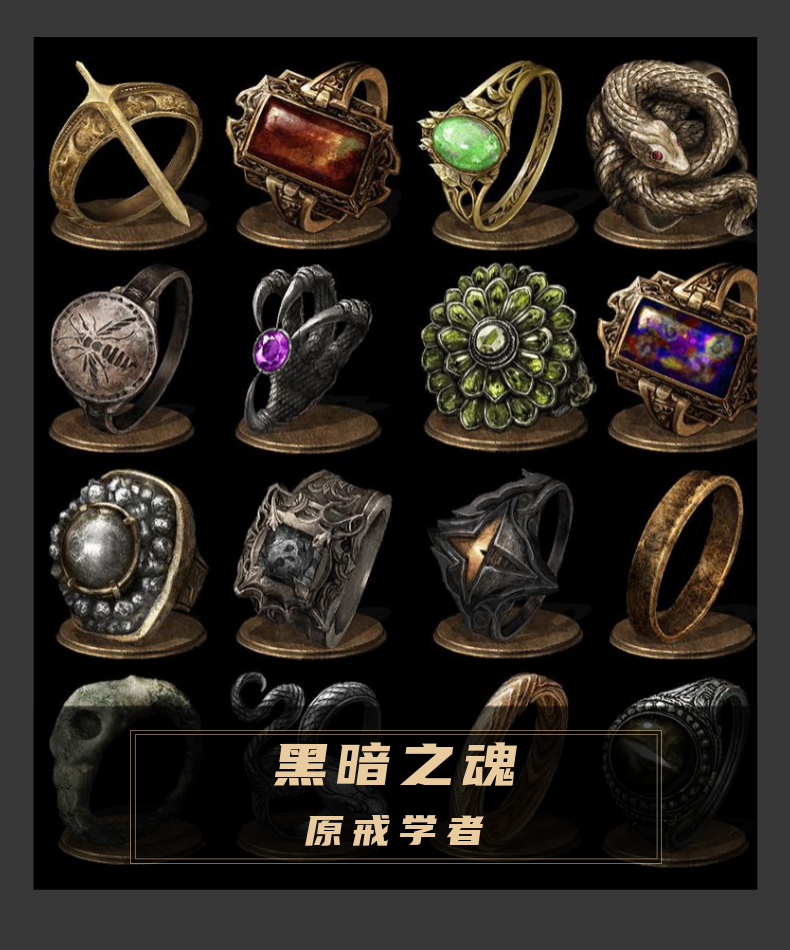 艾尔登法环周边 黑暗之魂原戒学者戒指游戏周边饰品传火克苏鲁黑暗