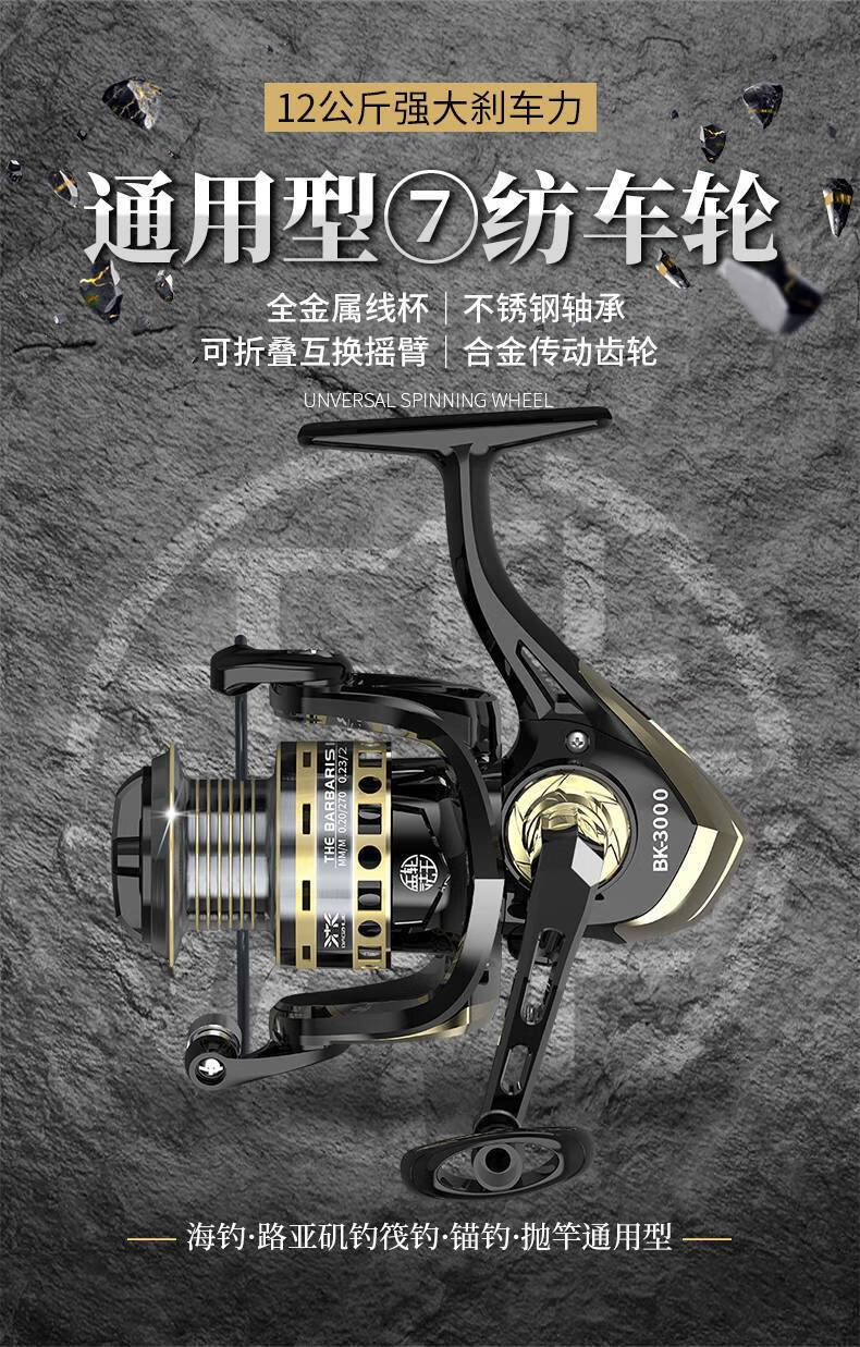 钓鱼竿滑轮 全金属海竿纺车轮不锈钢路亚渔轮抛杆滑轮矶筏钓鱼轮全套