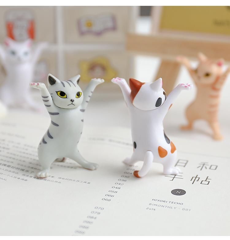 网红妖娆猫咪笔架文具店喵摆件托举猫小猫举笔猫猫桌面妖猫支架灰猫