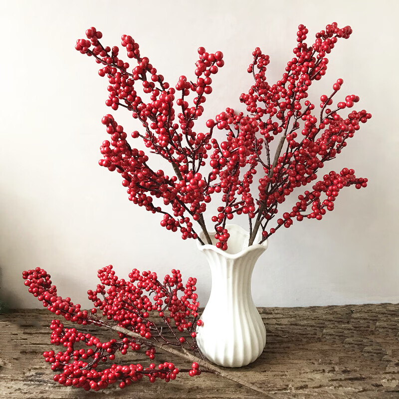 红豆发财果仿真花红果子冬青饰品浆果小红果新年装饰品场景布置红色10