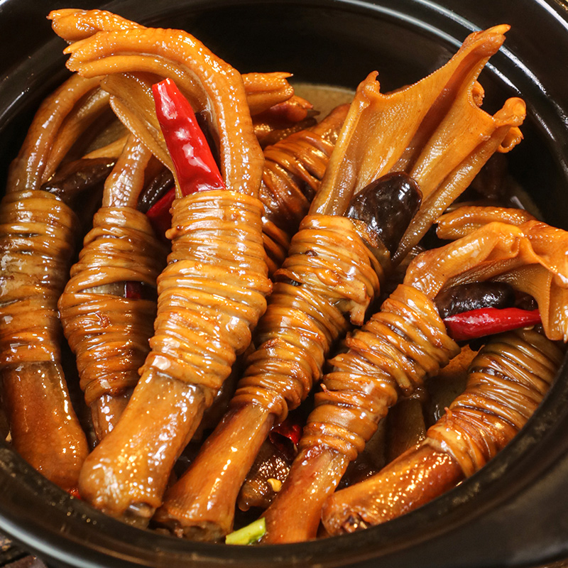 安徽农家特色鸭脚包手工腌制风干鸭掌鸭心鸭肠咸鸭爪腊味宣城特产鸭脚