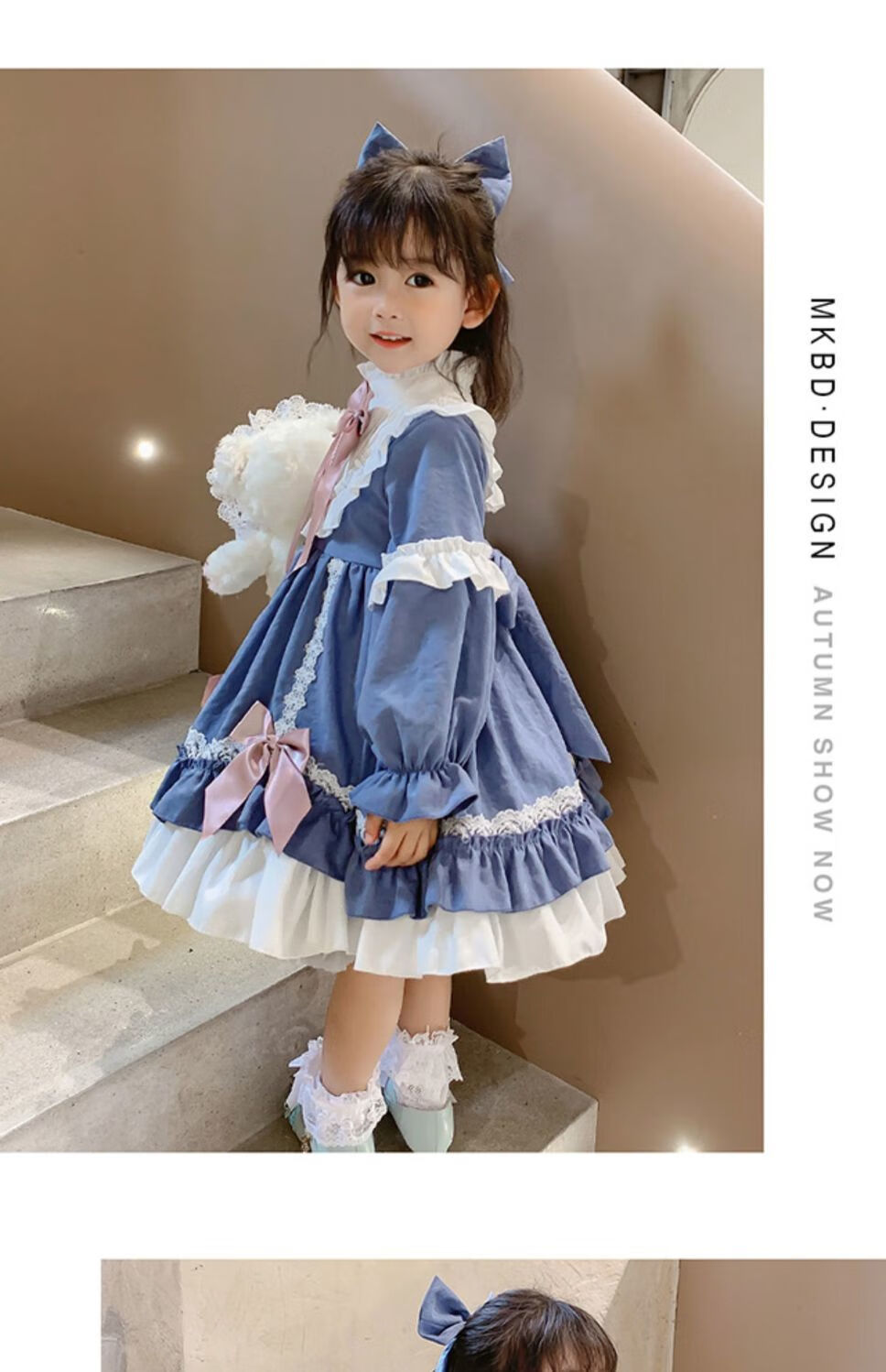 迪士尼(disney)女童公主裙冬季加绒洛丽塔裙子新款儿童洋气lolita小女