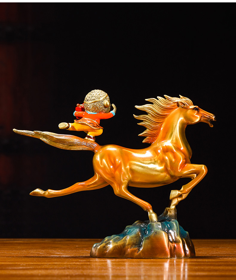 汉京老板办公桌摆件马上封侯摆件老板办公室桌面客厅酒柜装饰开业礼品