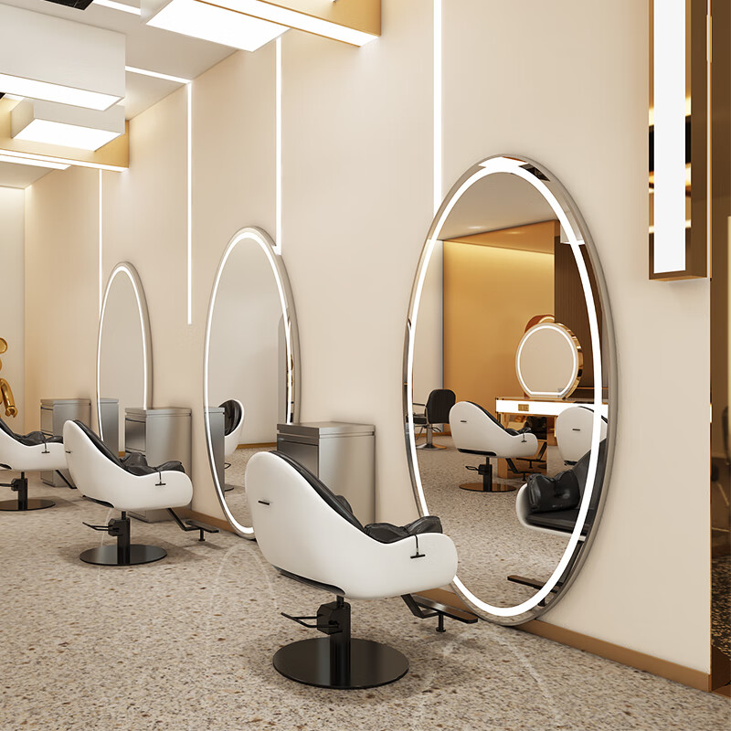 徒然美发店镜台网红理发店剪发镜子发廊专用单面烫染可挂墙理发镜鹅蛋
