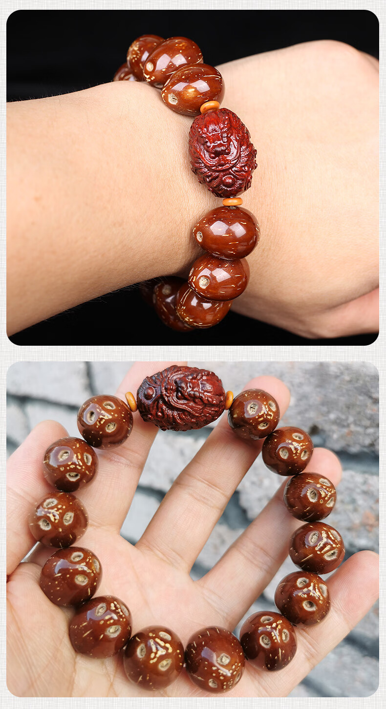 巴翼鸟 天然招财紫金鼠菩提手串 佛珠高抛光珠橄榄莲花配饰品文玩男士