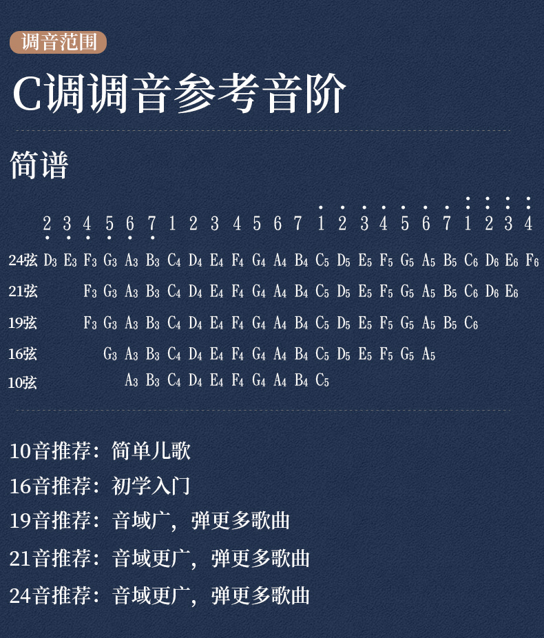 16弦莱雅琴小竖琴小众乐器易学便携式小型里拉琴箜篌lyre琴初学者16弦
