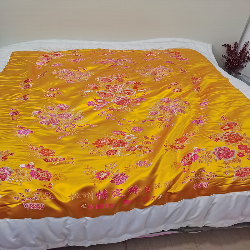 杭州绸缎被套含棉被芯老式包边被子结婚手工棉花传统丝绸喜被复古棉絮