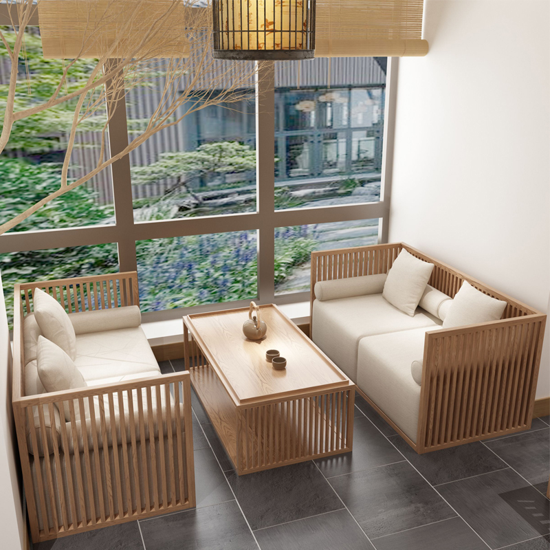 新中式茶馆专用沙发桌椅组合现代餐厅民宿酒楼店大堂洽谈铁艺卡座 2 2