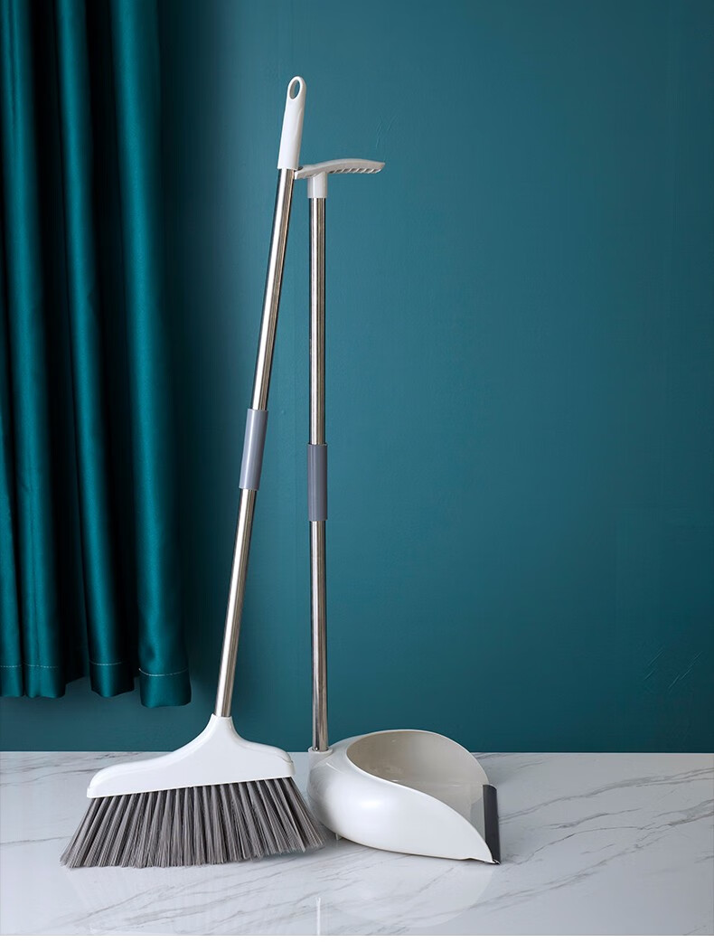 扫把簸箕套装扫帚加长不锈钢扫把柄家用厨房客厅卧室用扫把簸箕