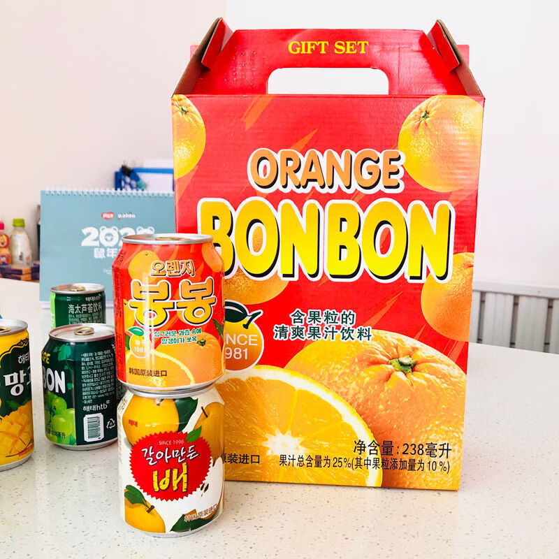 bonbon饮料海太饮料果汁韩国九日果肉饮料整箱葡萄桔果橙子草莓桃梨味