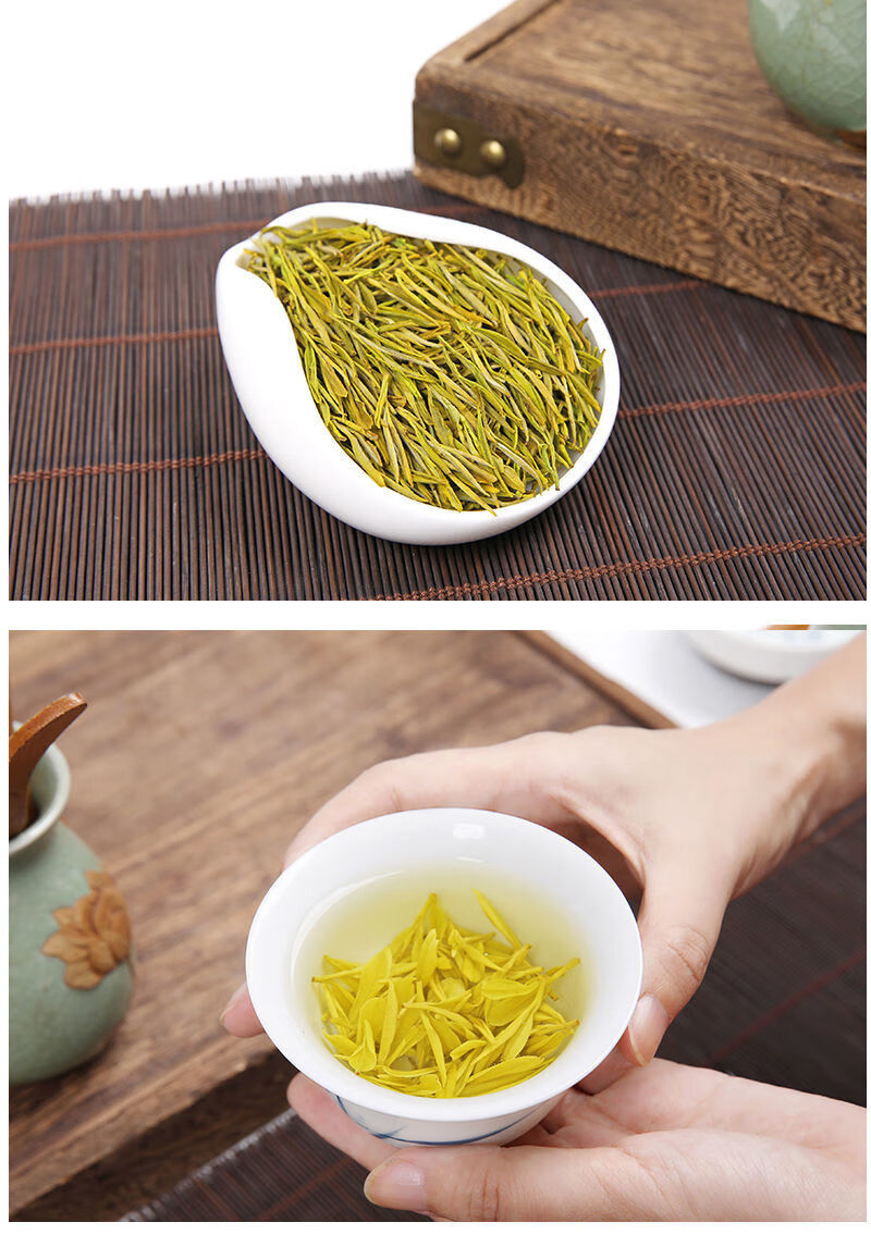 正宗黄金芽礼盒装2021新茶雨前高山绿茶安吉珍稀绿茶白茶茶叶东方礼遇