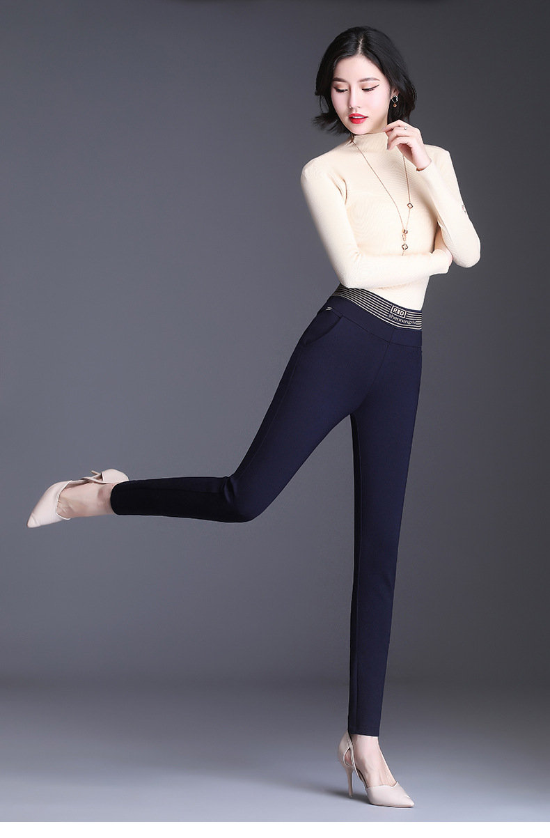 邻家女孩爱漂亮衣服加绒打底裤女外穿2021新款高腰弹力大码女裤小脚