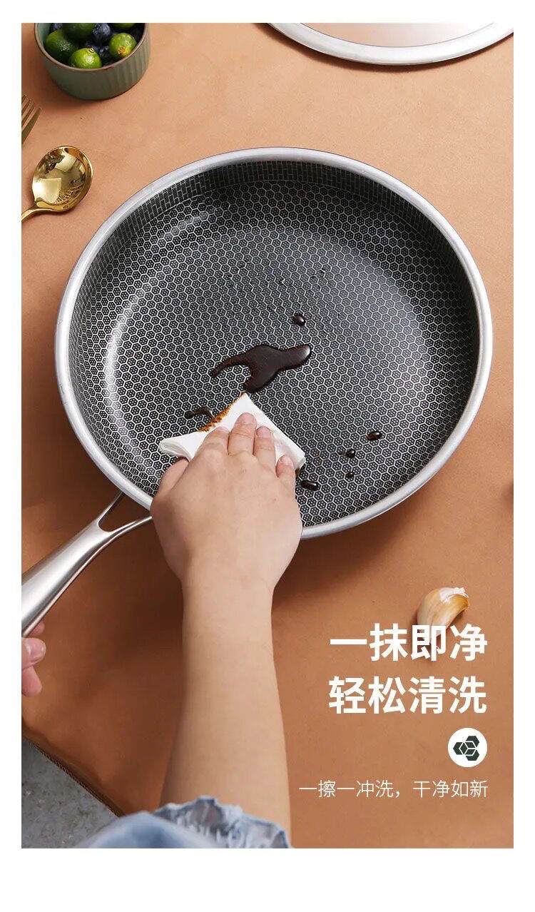 小米mi米家生态同款不锈钢平底锅家用无涂层不粘锅煎锅煎蛋煎加厚复底