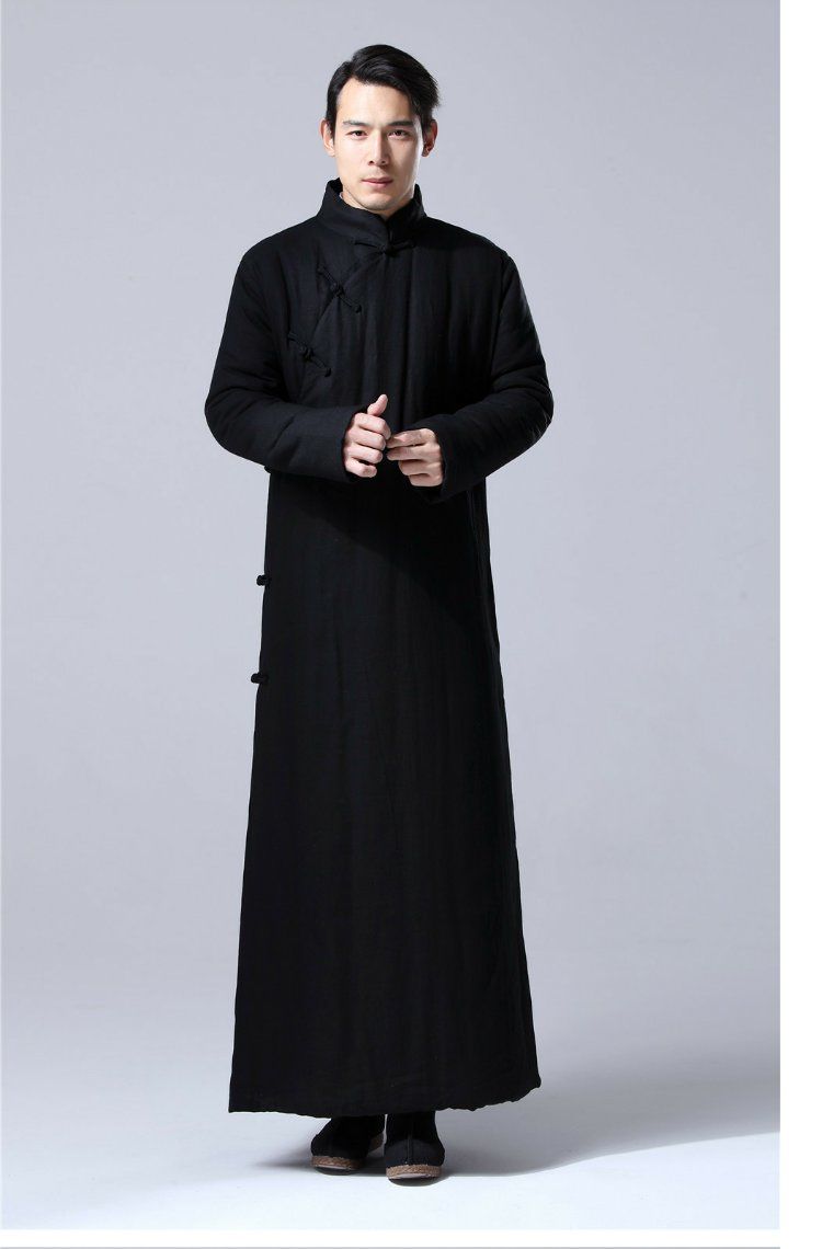 恒源祥高端品牌男装中国风男装棉麻冬保暖唐装斜襟长袍马褂民国长衫